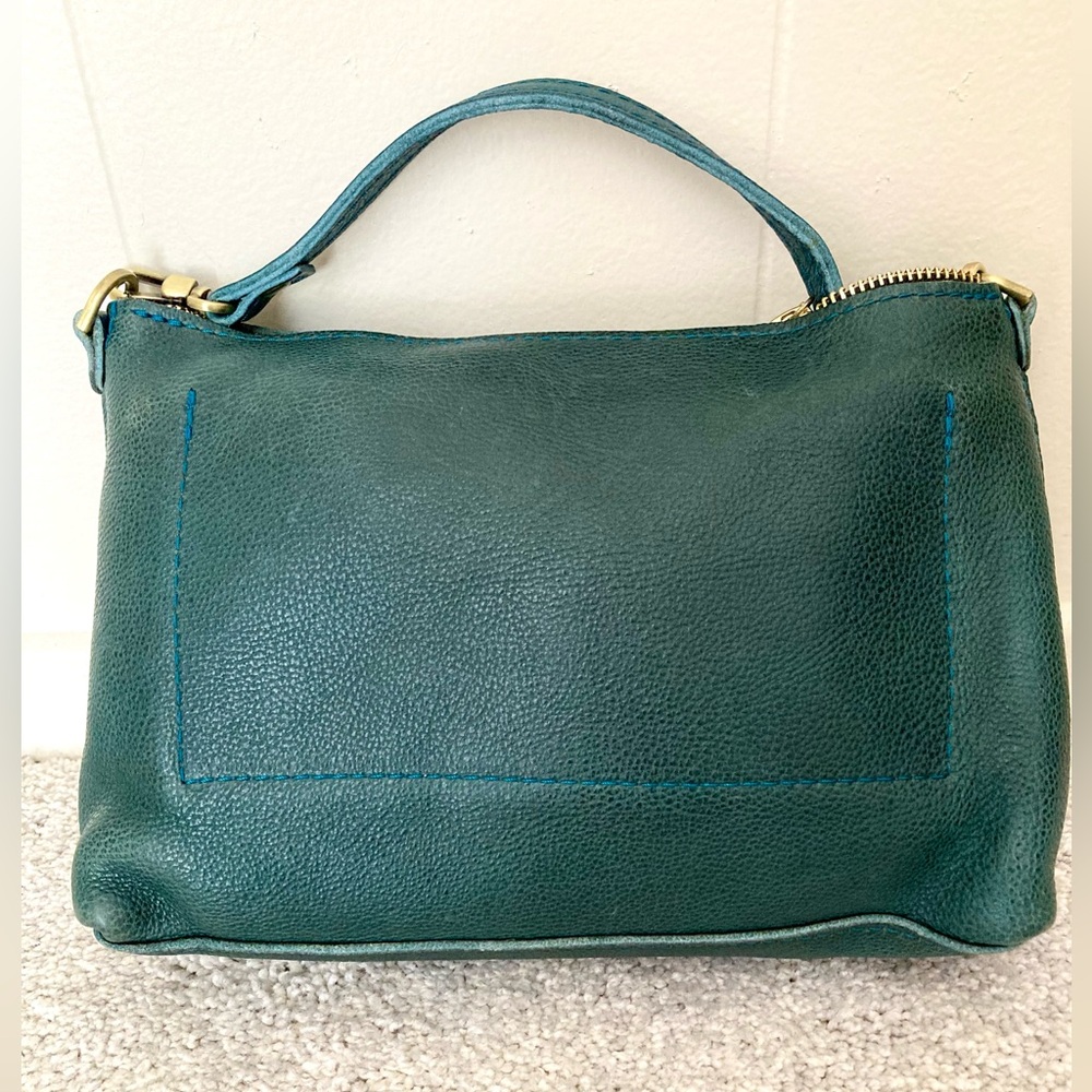 Portland Leather PLG Poppy Lagoon Teal Green Pebbled Leather Crossbody Bag Purse - Picture 3 of 10